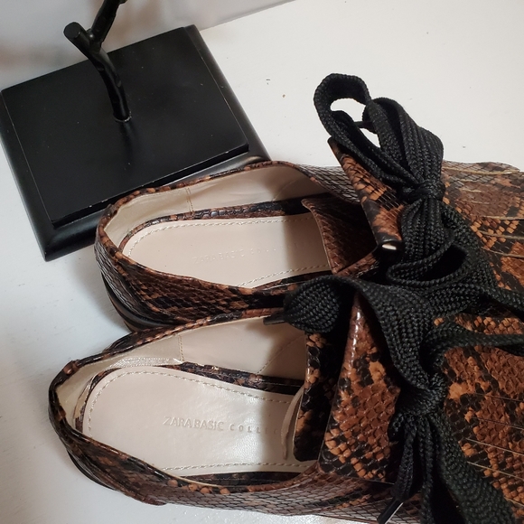 ZARA BASIC Womens Platform Animal Print Oxfords  - Picture 7 of 7